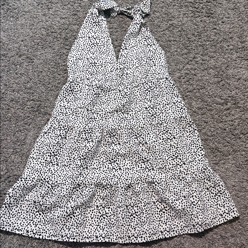 Black and White Polka Dot Halter Dress